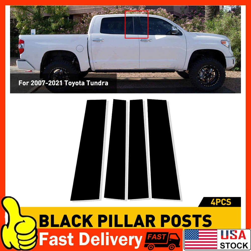 Glossy Black Pillar Post Trim for Toyota Tundra (2007â2021)
