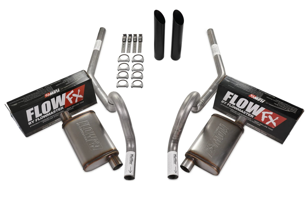 2.5" Dual Exhaust Kit for GM A Body (1964–1972) - Flowmaster Flow FX, Black Tip