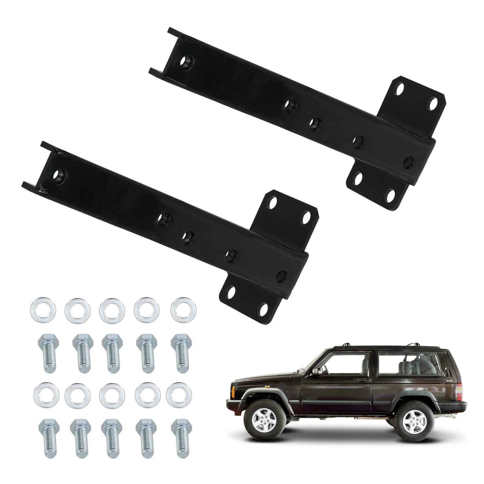 Set of 2 Heavy Duty Rear Bumper Brackets for Jeep Cherokee XJ (1986–2001)