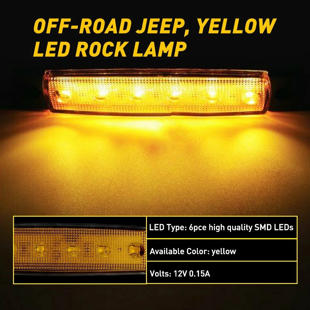 10 Pods Amber LED Rock Lights for Jeep (Offroad Truck UTV ATV)