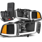 LED DRL Black Amber Side Headlight Lamps for Dodge Ram Truck (1994–2002)
