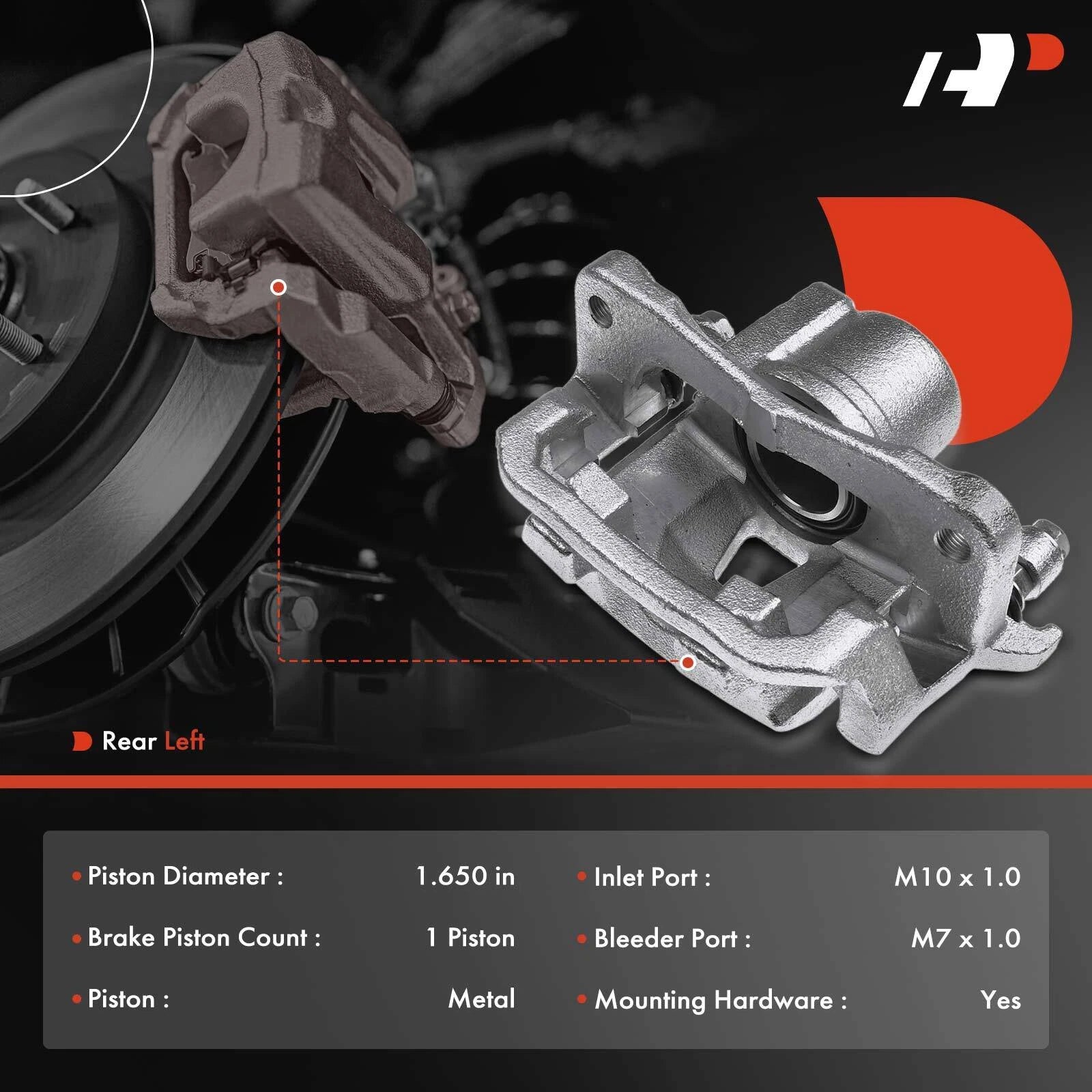 Rear Driver Side Brake Caliper with Bracket for Toyota Sienna (2004-2010)