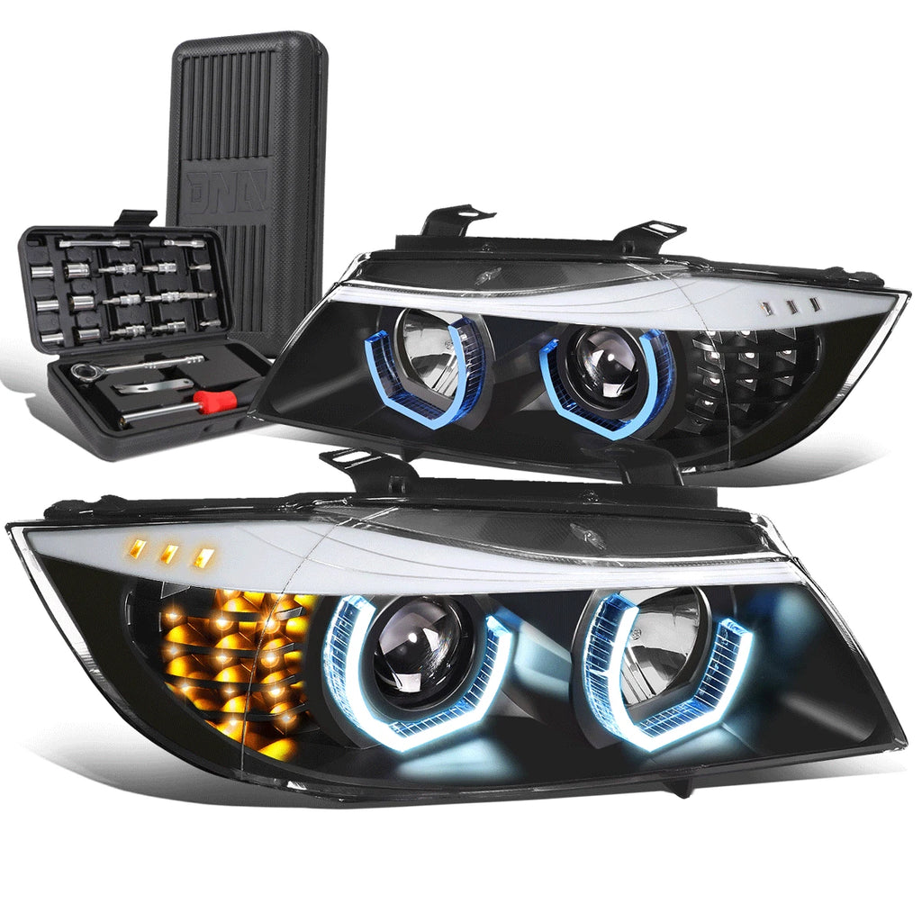 U-Halo Blue LED Headlight Lamps for BMW E90 3-Series (2009–2012)