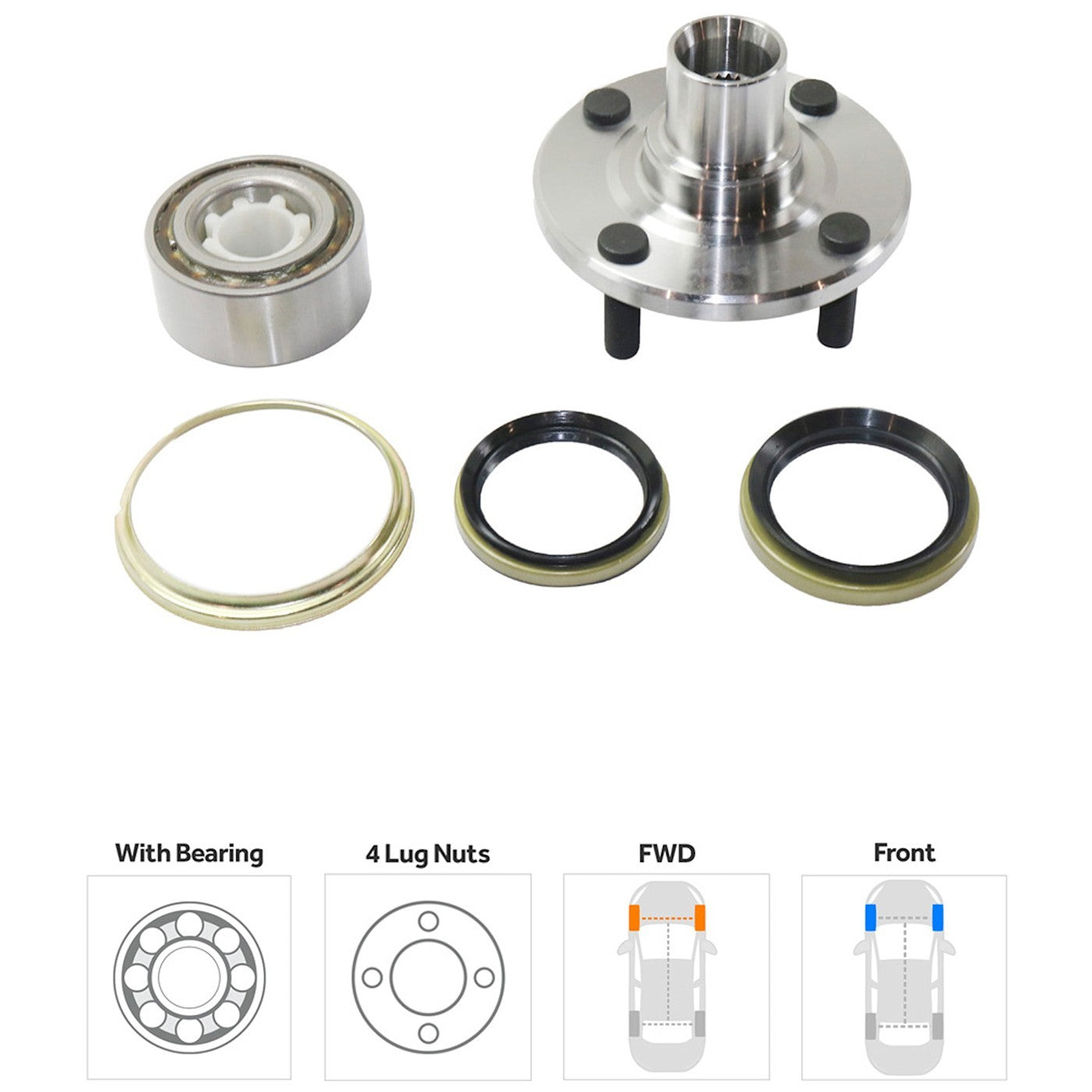 Wheel Hub for Toyota Corolla (1988–2002) Front Left or Right with Bearing