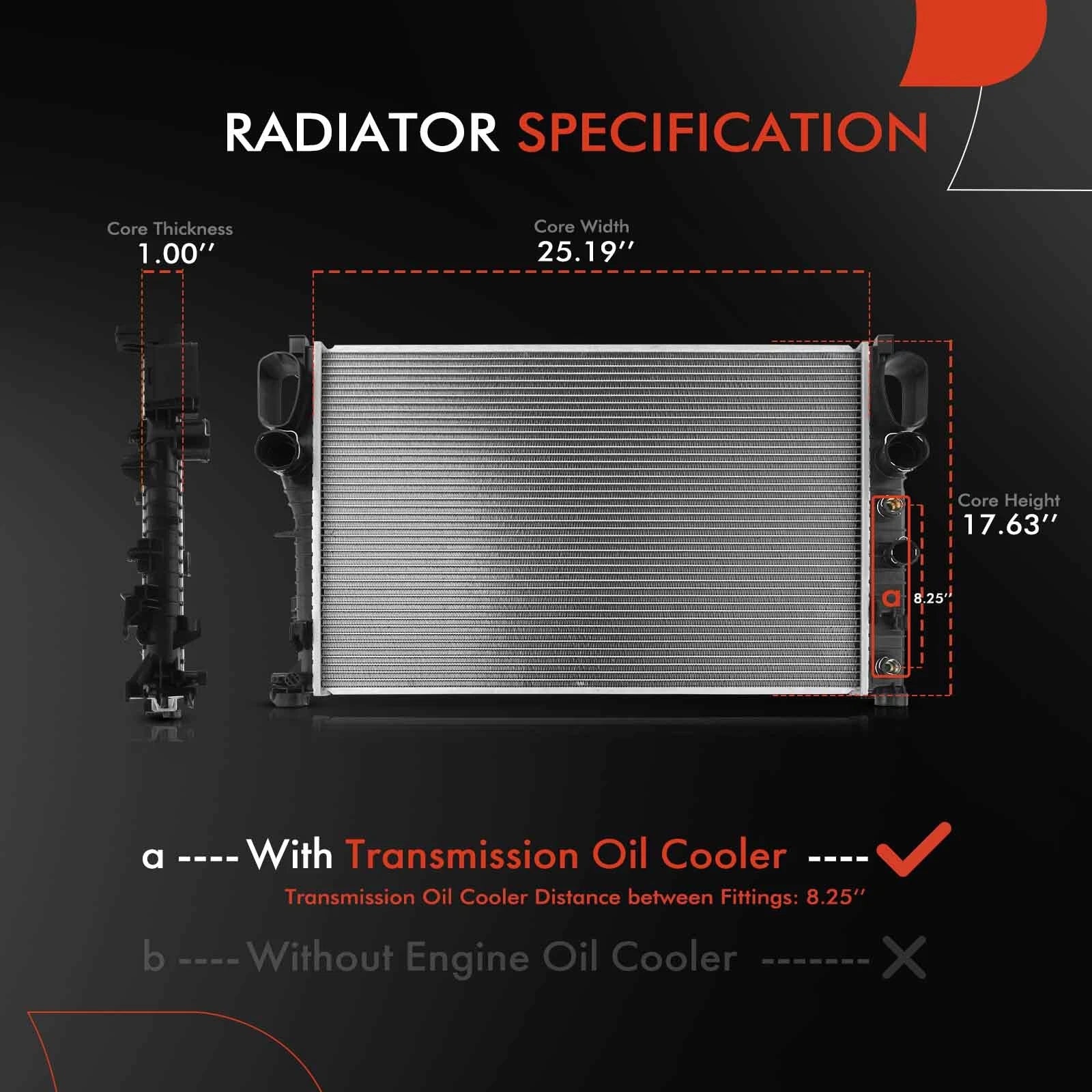 Radiator with Oil Cooler for Mercedes-Benz W220 W221 E320 E350 (2003–2006)