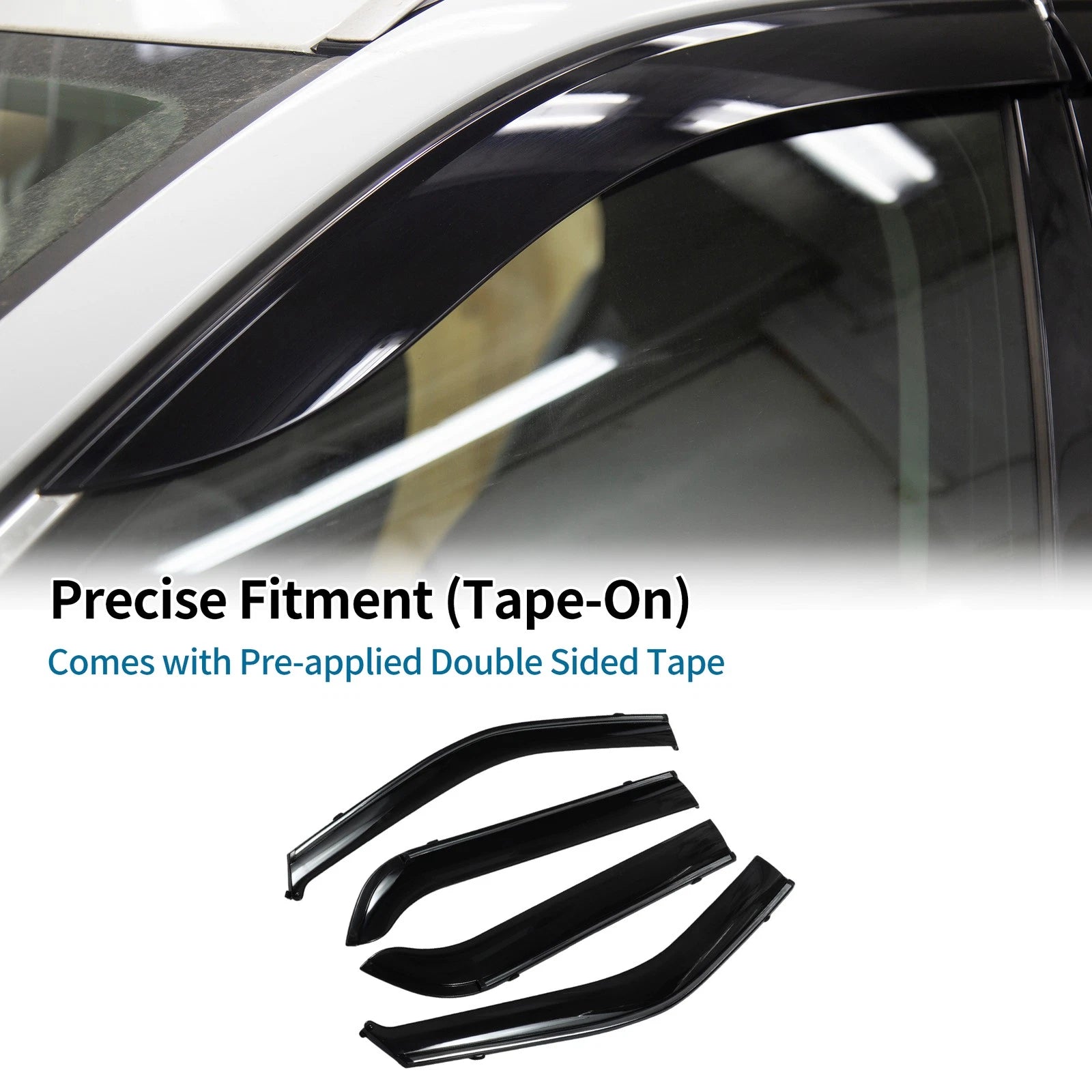 Set of 4 Window Deflectors for Ford Explorer (2011) - Black Vent Visors