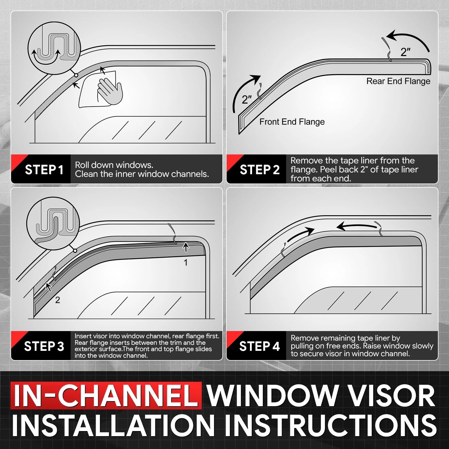 4-Piece Window Visors for Silverado Sierra Crew Cab (2014–2019)
