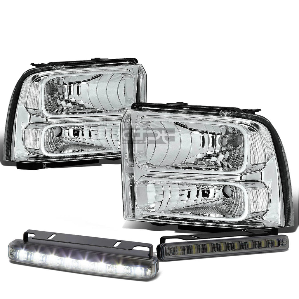 Chrome Clear Corner Headlight, Bumper, Smoked LED Fog Light Kit for Ford Super Duty (2005–2007)