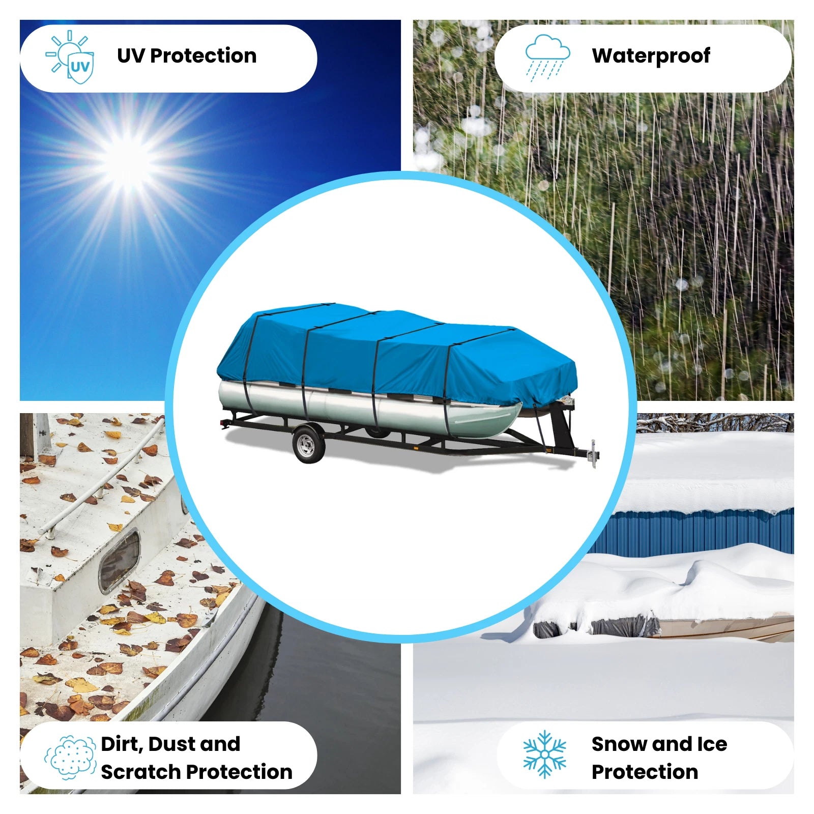 Trailerable Canvas Pontoon Boat Storage Cover for 25'-28' (Dry-Tech)