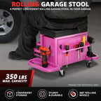 2X Adjustable Rolling Mechanics Tool Seat for Universal Use (350lbs Capacity)
