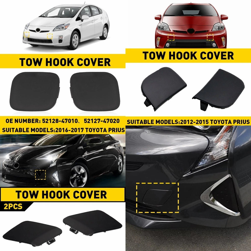 Set of 2 Primed Bumper Tow Hook Covers for Toyota Prius (2016–2017)
