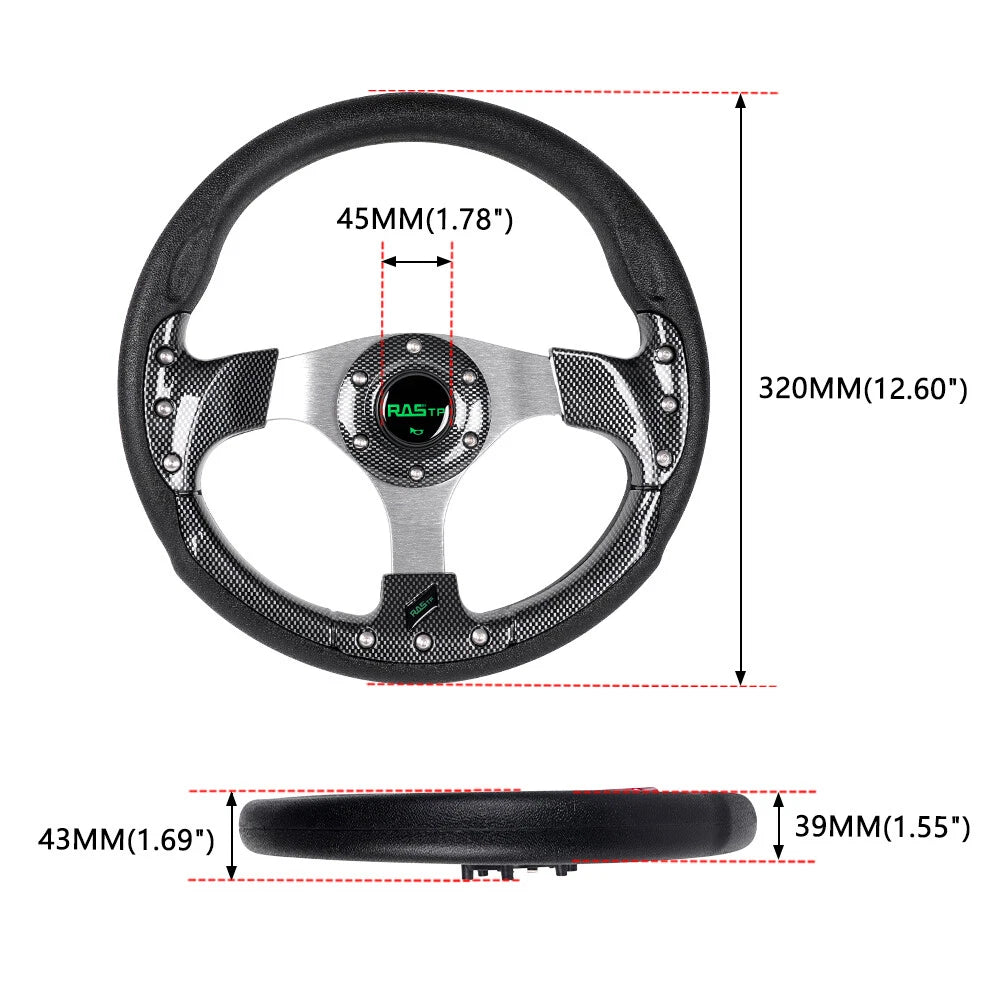 6 Hole Carbon Fiber Steering Wheel for EZGo Club Car (Universal)