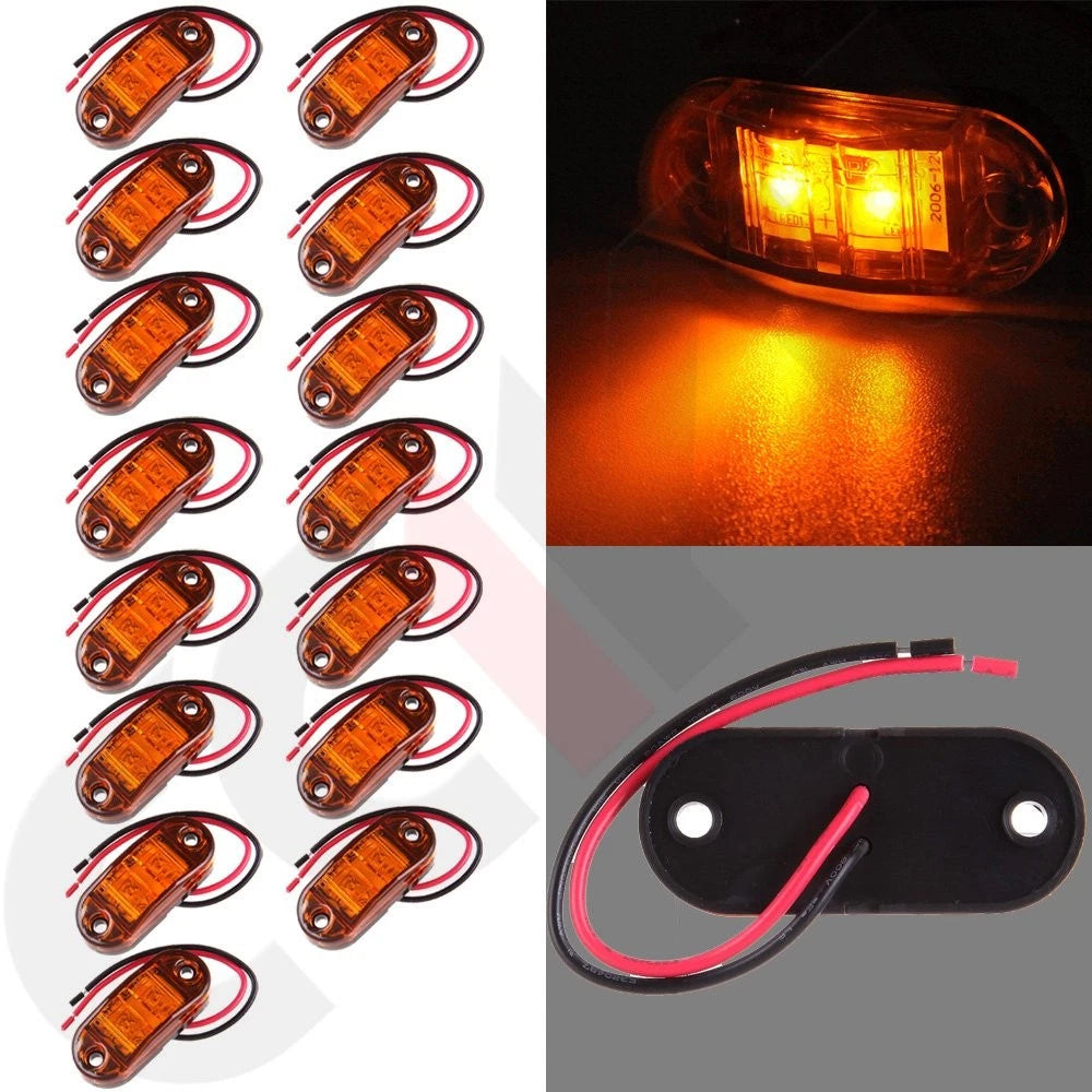 15x LED 2.5" Oval Clearance Side Marker Lamp for Trailer Truck (N/A)