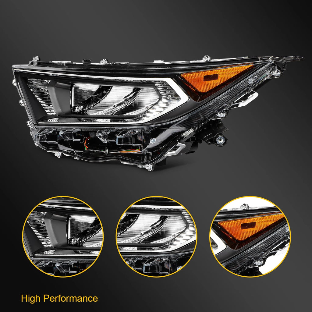 Driver Side Headlight Assembly for Toyota RAV4 (2019–2021) Black Amber