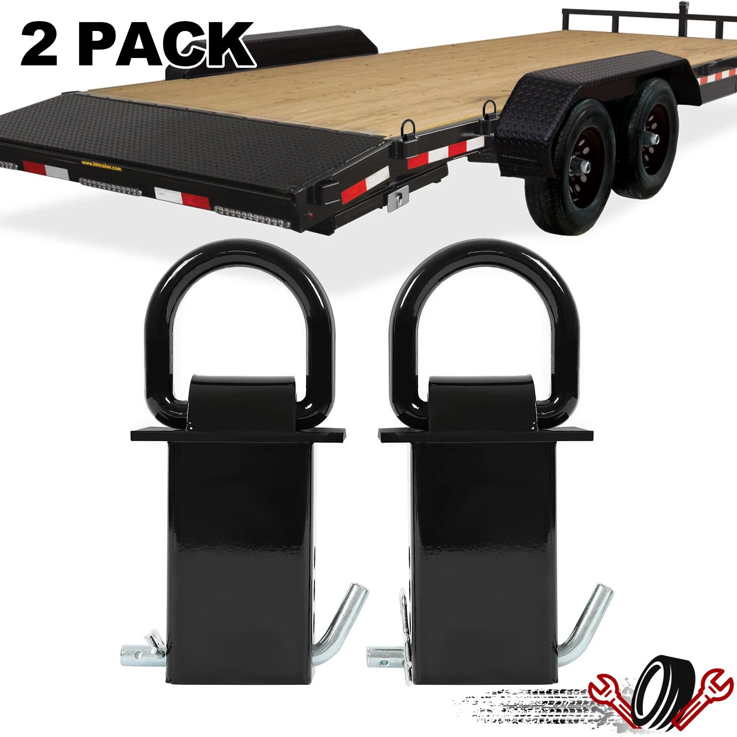 2Pcs Heavy Duty D-Ring for Standard 2"x4" Trailer Stake Pocket