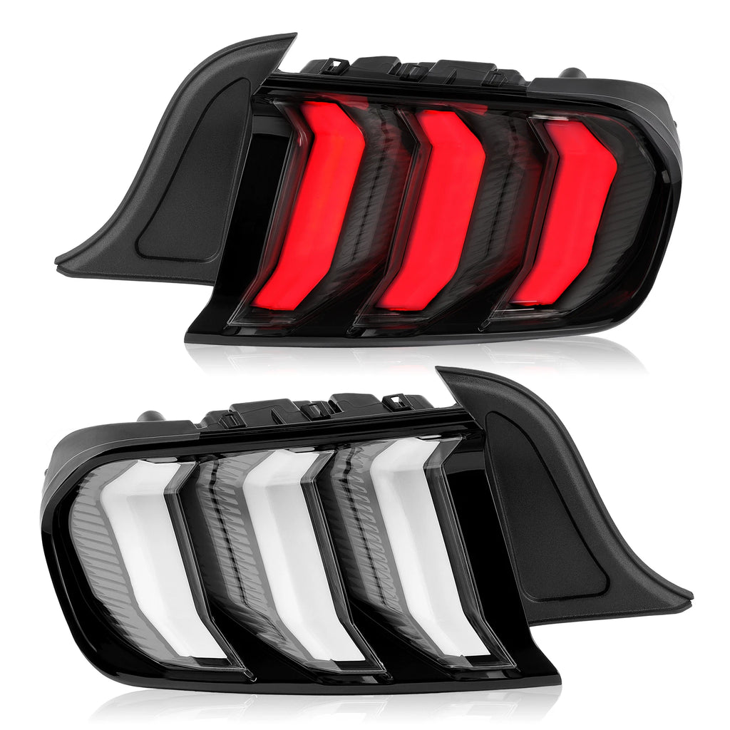 Clear LED Sequential Tube Tail Lights for Ford Mustang (2015-2023)