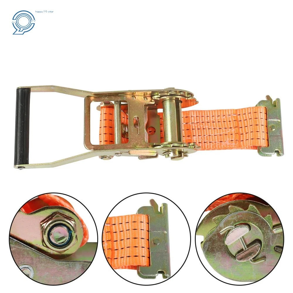 Set of 8 2-Inch x 15-Foot Orange E-Track Ratchet Straps 4000 lbs