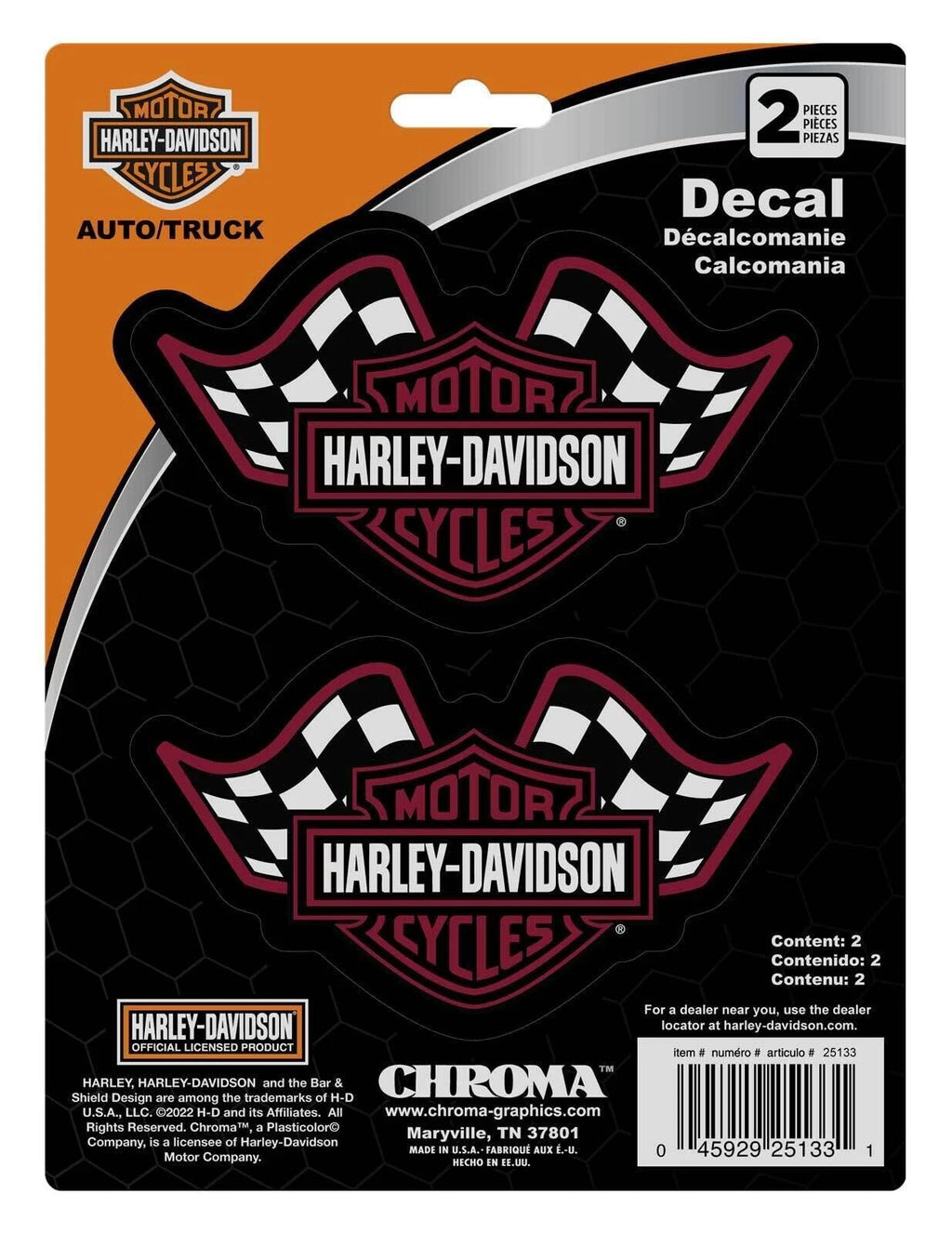 Set of 2 Harley-Davidson Bar & Shield Logo Racing Flag Decals 25133