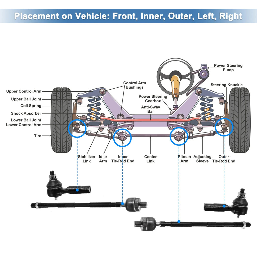 Set of 4 Tie Rod End Links No. ES3438 for Nissan Altima 