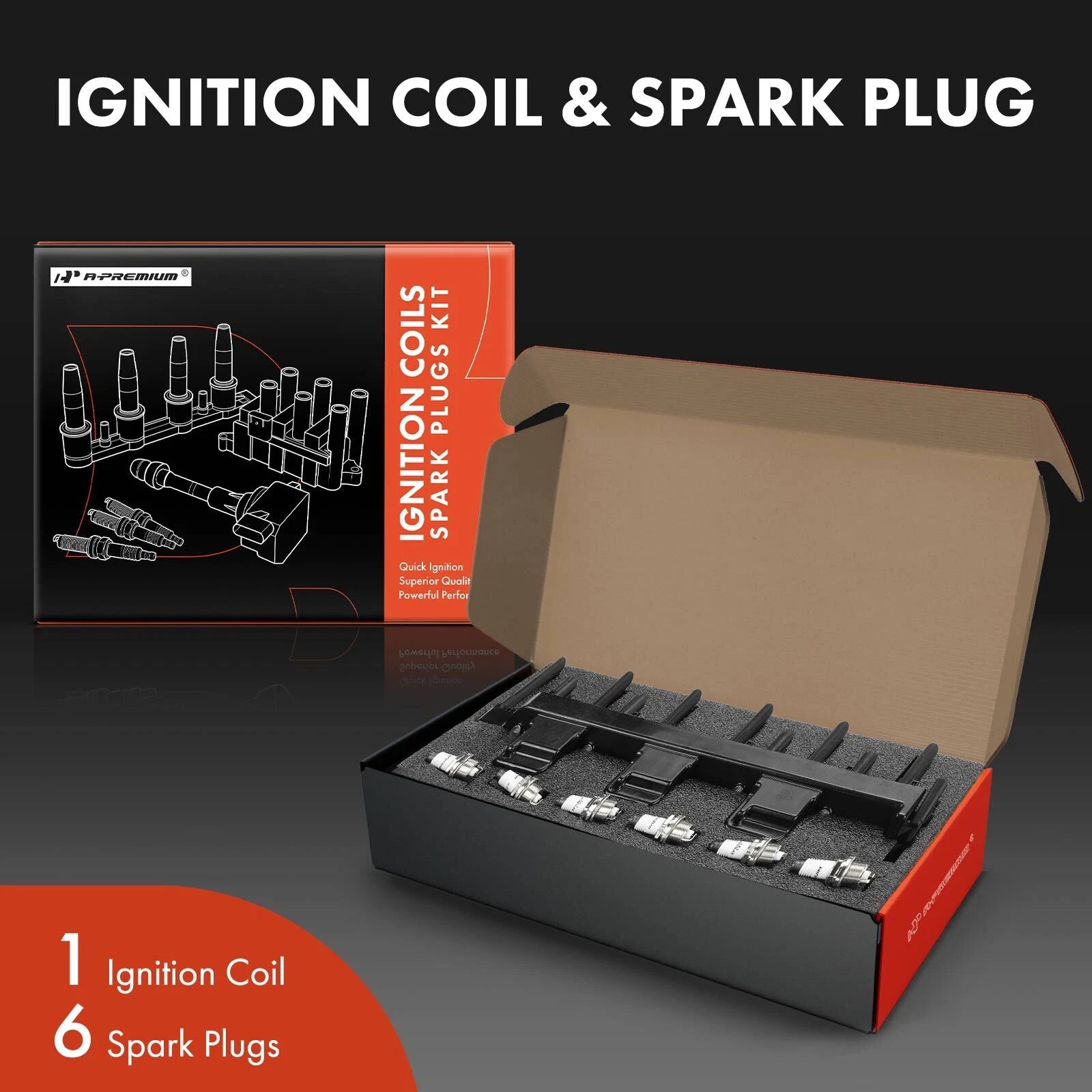 1x Ignition Coil & 6x Iridium Spark Plugs for Jeep Cherokee