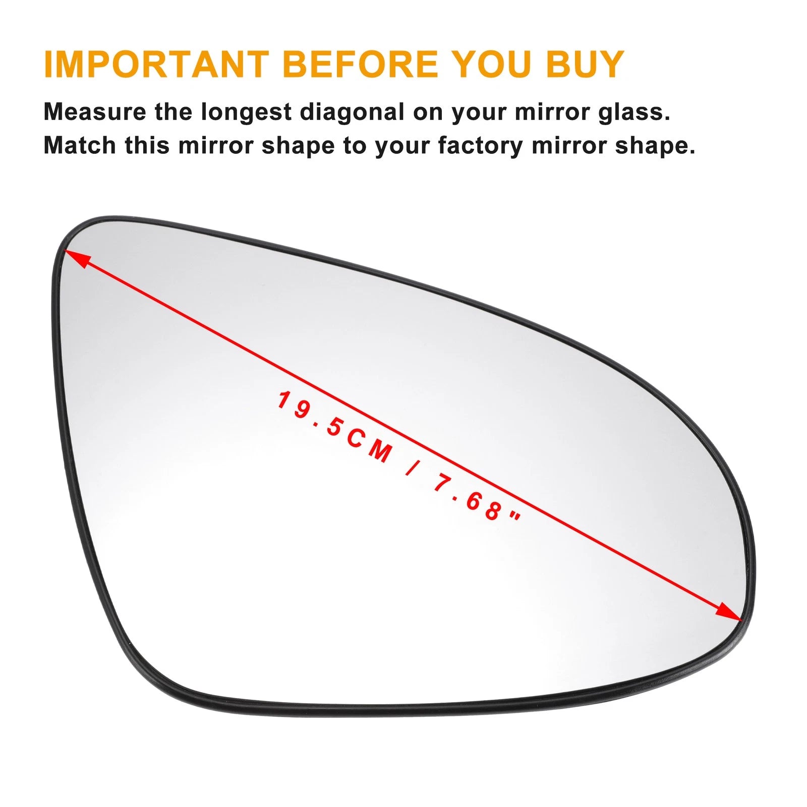 Right Side White Mirror Glass for Peugeot 108 (Non-heated)