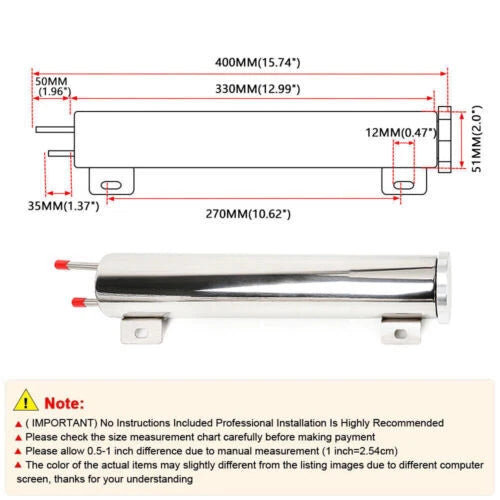 2" Polished Stainless Steel Radiator Coolant Overflow Tank for Automotive