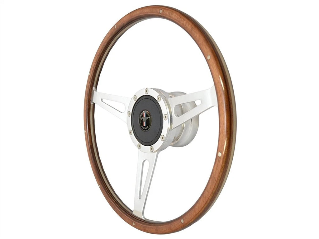 15 Inch Polished Walnut Steering Wheel with Horn for 1968–1978 Ford Mustang