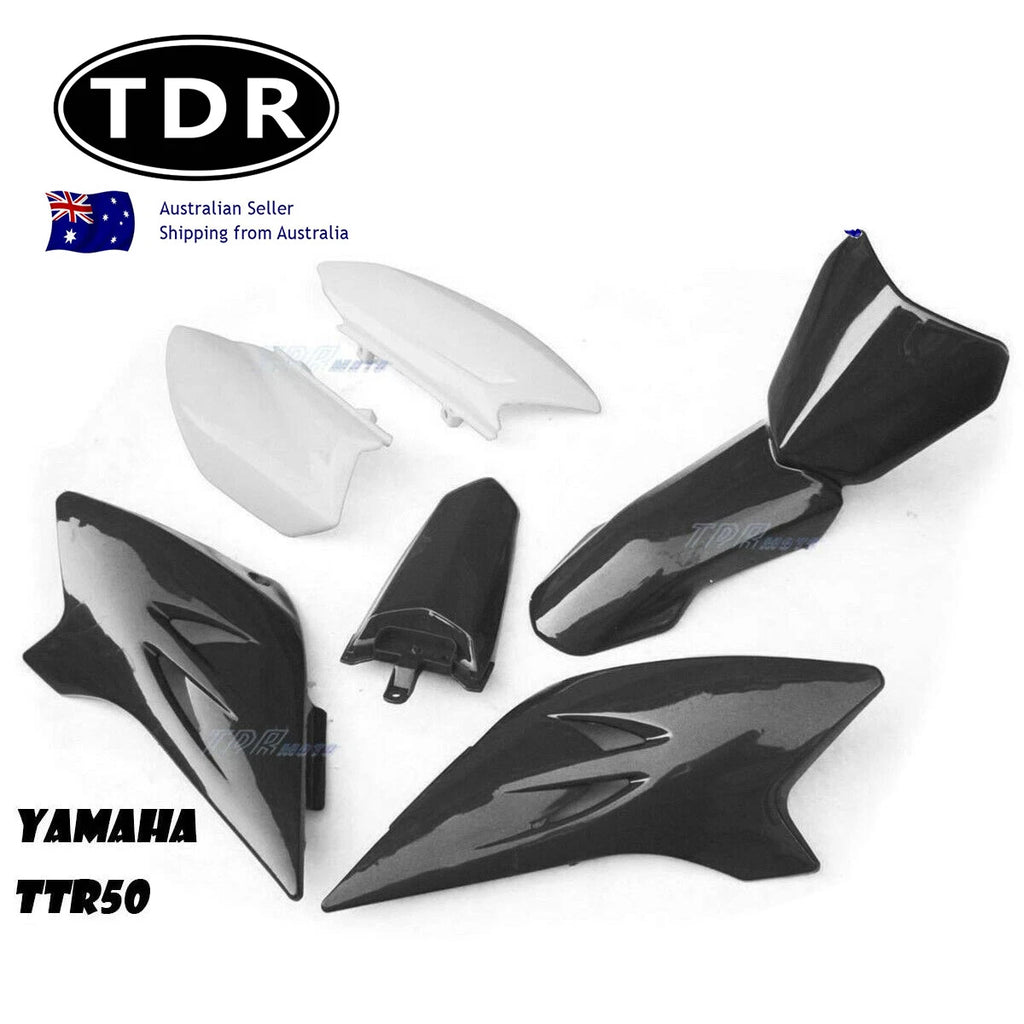Set of 2 Black Fender Fairing Plastics for Yamaha TTR50 (2006–2023)