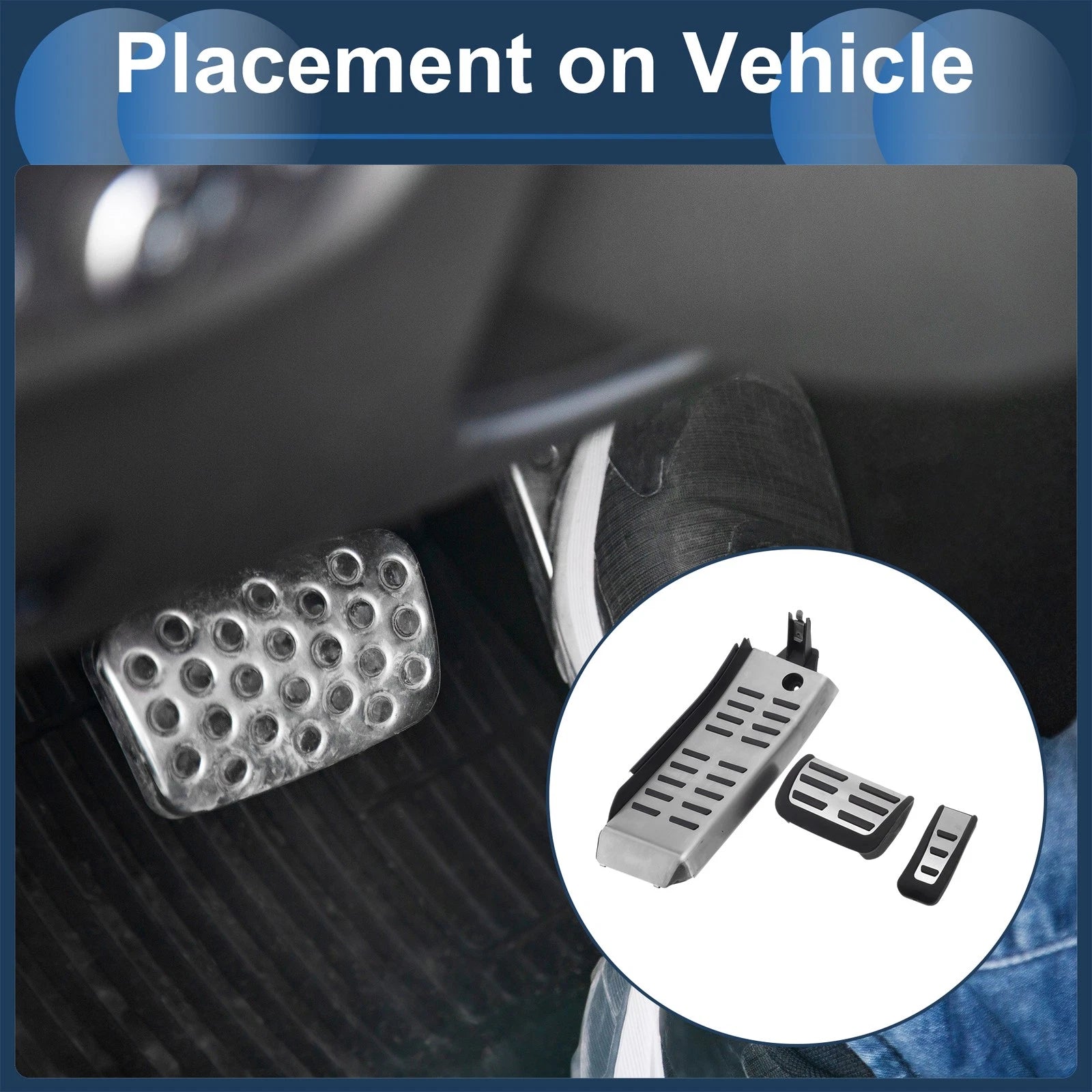 3X Automatic Foot Accelerator Pedal Covers for Audi A6L (2009–2012) Silver Tone