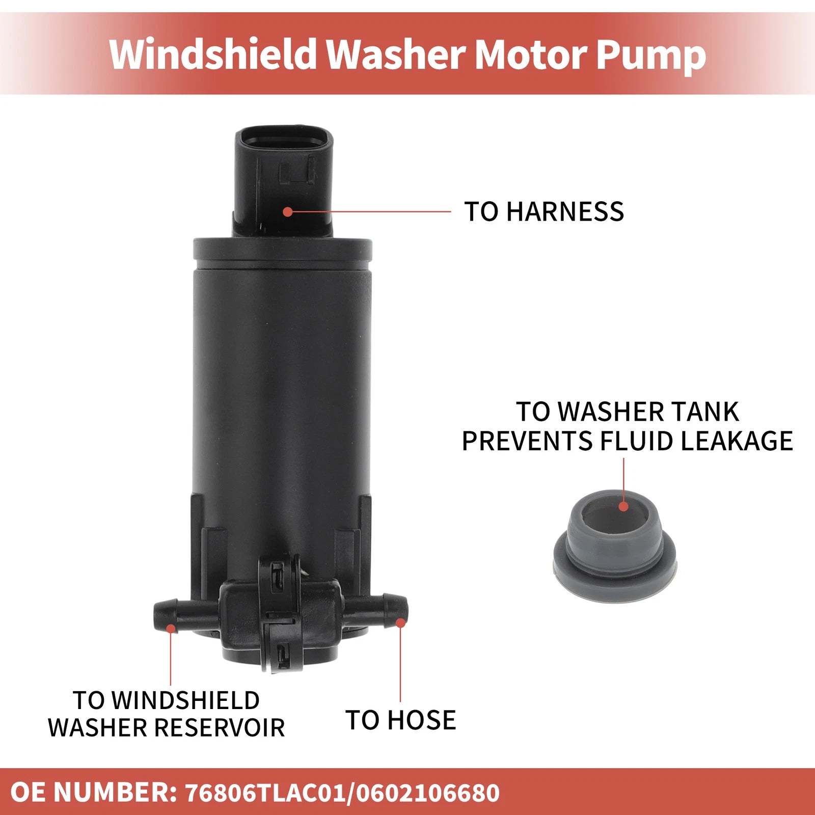Windshield Washer Pump for Honda CR-V (2017–2022) No.76806TLAC01
