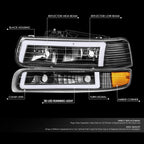 C-Shape LED DRL Headlights + Bumper Lamps for Silverado Suburban Tahoe (1999–2006)