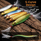 S Shaped Spoon Bait with Treble Hook for Saltwater & Freshwater Fishing