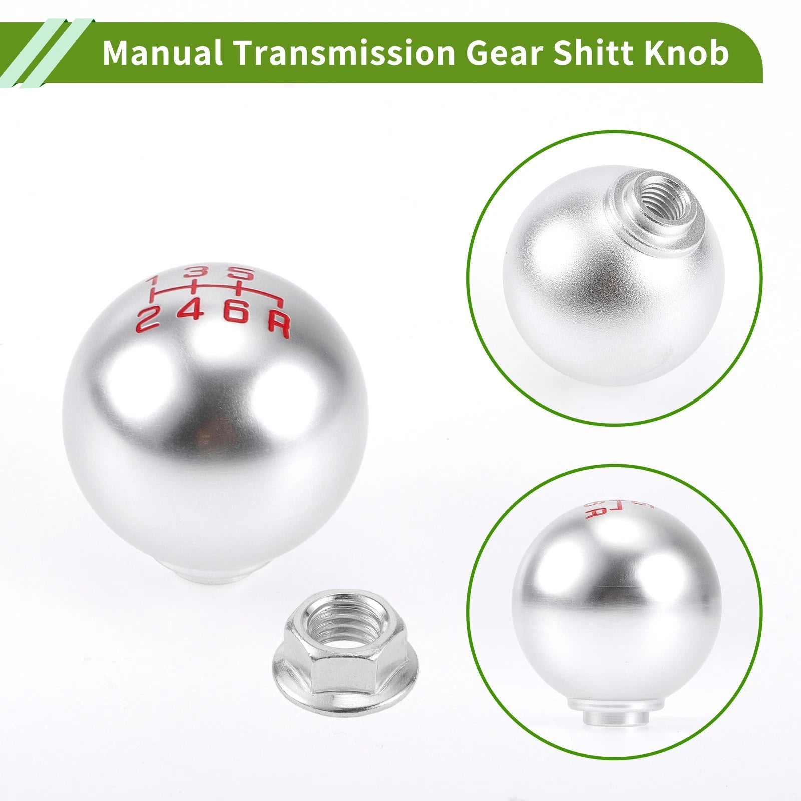 6 Speed Gear Shift Knob for Honda Accord (1990–1997) Aluminum Alloy Silver Tone