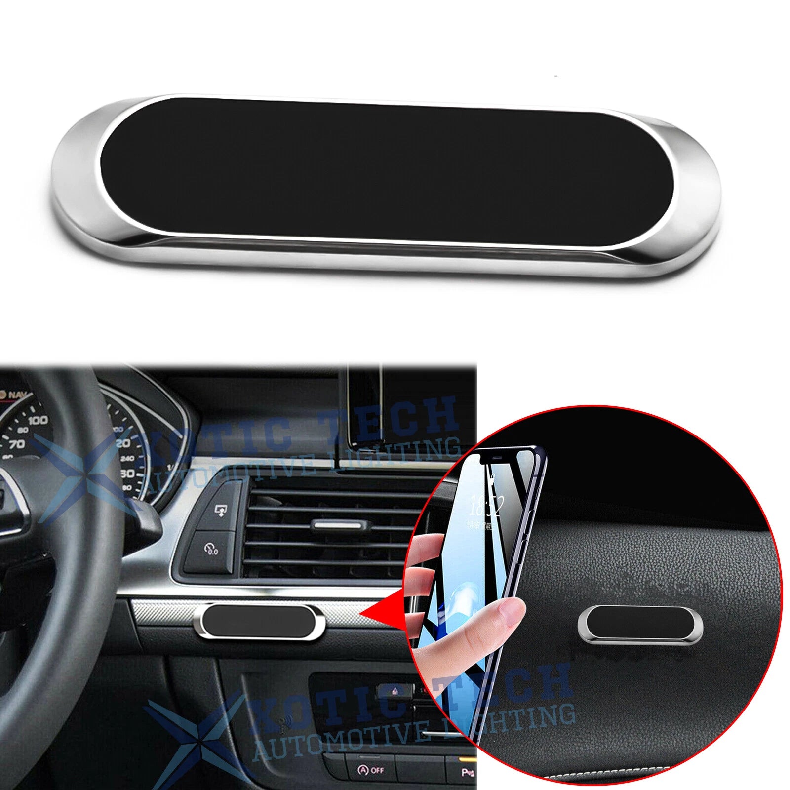 Silver Universal Magnetic Cell Phone Car Holder Stand for Dashboard (—)