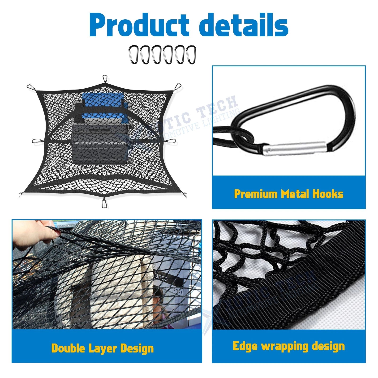 Truck Bed Bungee Cargo Net Stretchable Mesh Organizer for Camping (2019-2024)