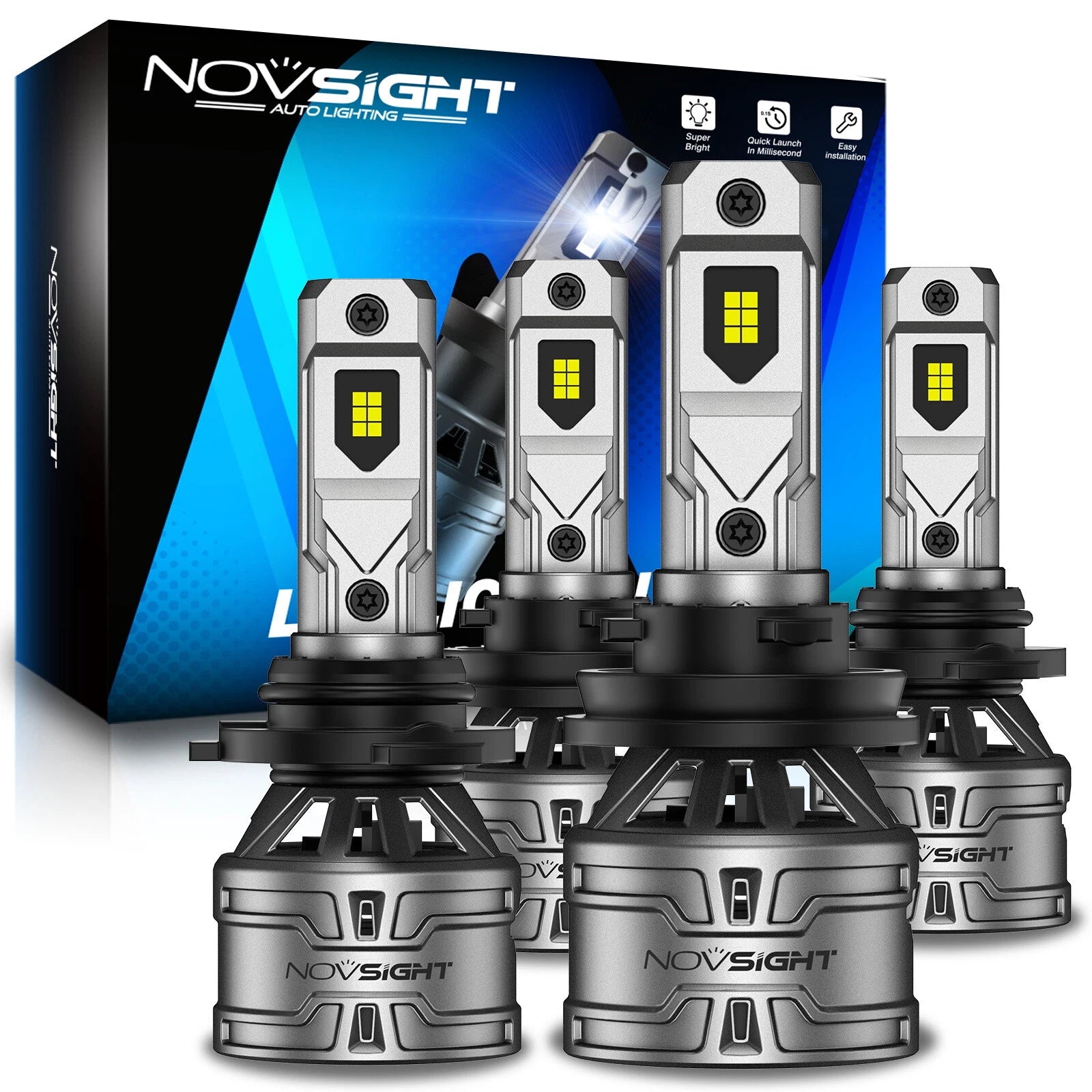 Set of 4 NOVSIGHT 9005 H11 LED Headlight Bulbs 6500K for High Low Beam