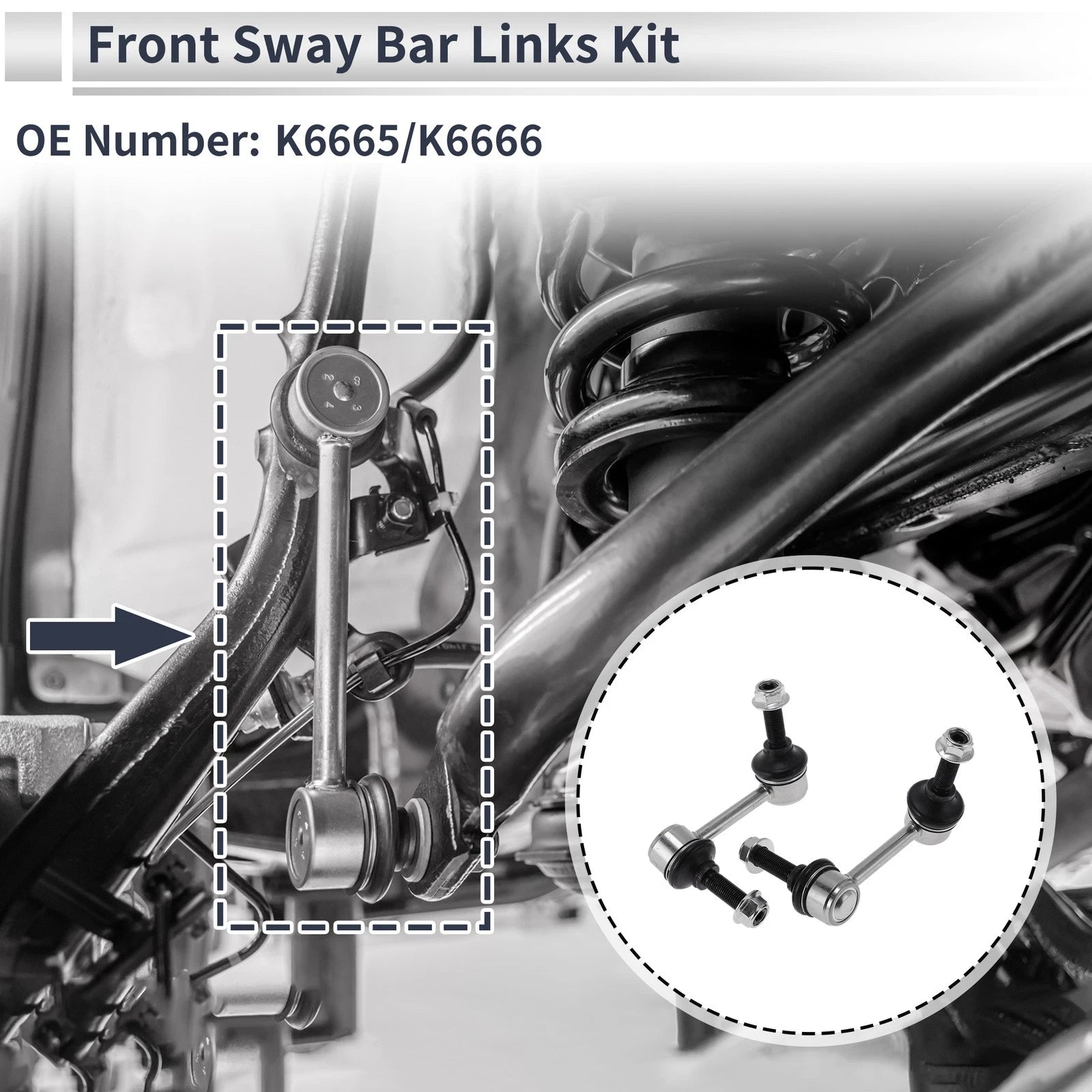 Front Stabilizer Bar Links No Bushing for Isuzu Ascender (2003) No.K6665/K6666
