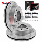 Front Drilled Rotors + Pads for Chevy GMC Sierra Silverado 2500 3500 HD (2001–2023)