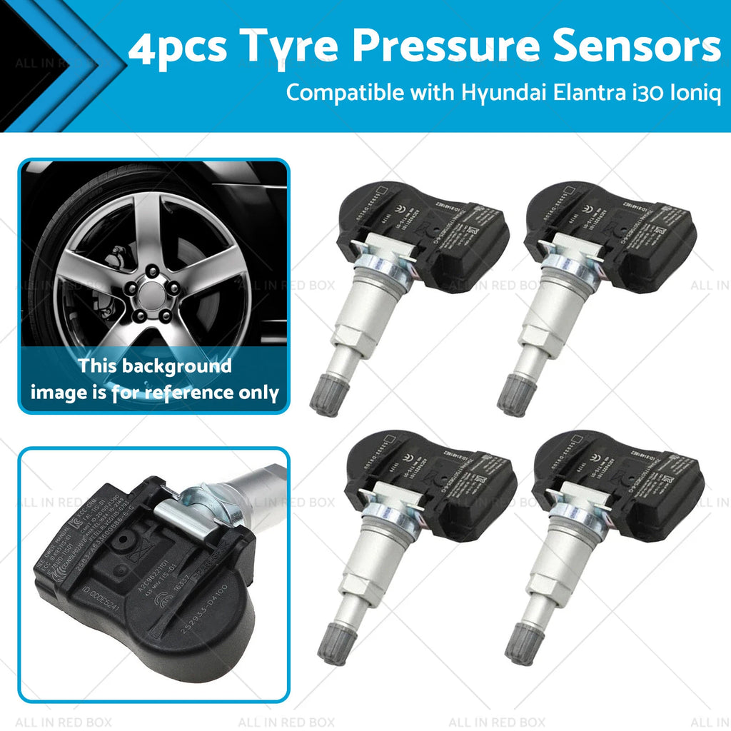 4X TPMS Tyre Pressure Sensors 52933-F2000 for Hyundai i30 i20N Elantra (2017–2023)