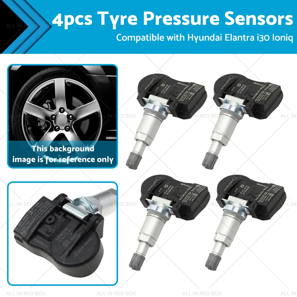 4X TPMS Tyre Pressure Sensors 52933-F2000 for Hyundai i30 i20N Elantra (2017–2023)