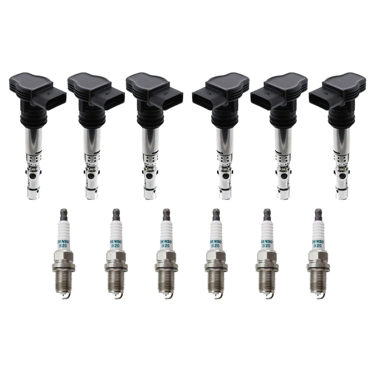 Set of 6 Ignition Coils & Denso Iridium Spark Plugs for Audi A6 Allroad (2000–2005)