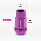 Set of 20 M12X1.25 Purple JDM Open End Bulge Hex Wheel Lug Nuts + Extension 25mm
