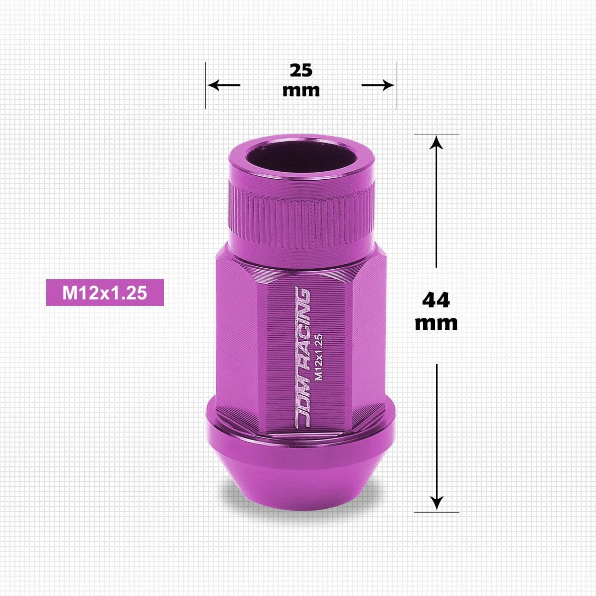 Set of 20 M12X1.25 Purple JDM Open End Bulge Hex Wheel Lug Nuts + Extension 25mm