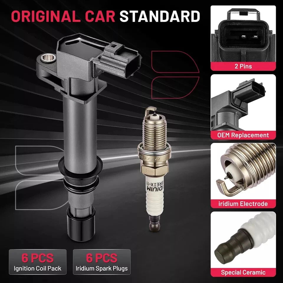 6pc spark plugs & ignition coil packs UF270 for Jeep Liberty (2002–2008)