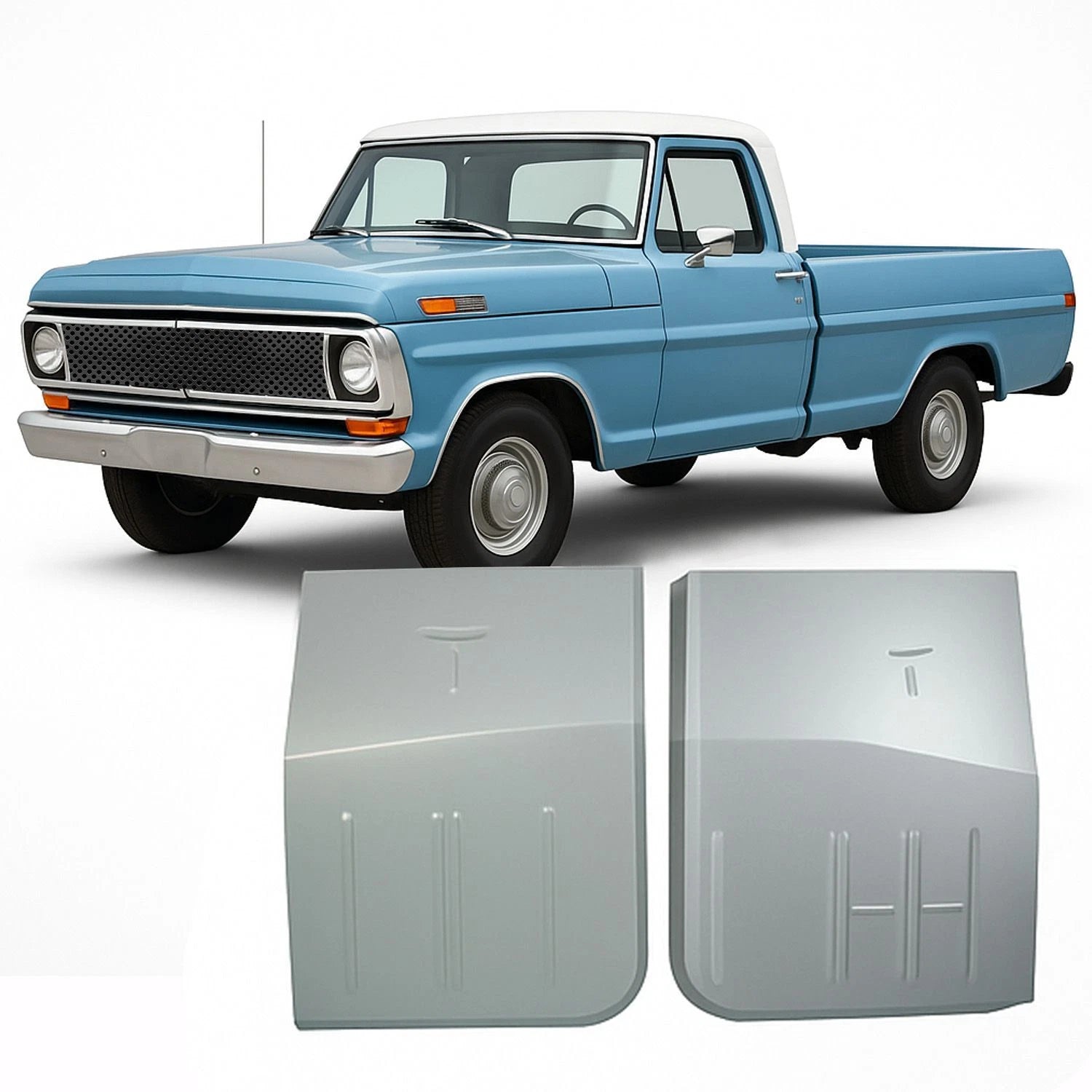 Pair of Front Floor Pans for Ford F100 F150 F250 F350 Bronco (1967–1979)