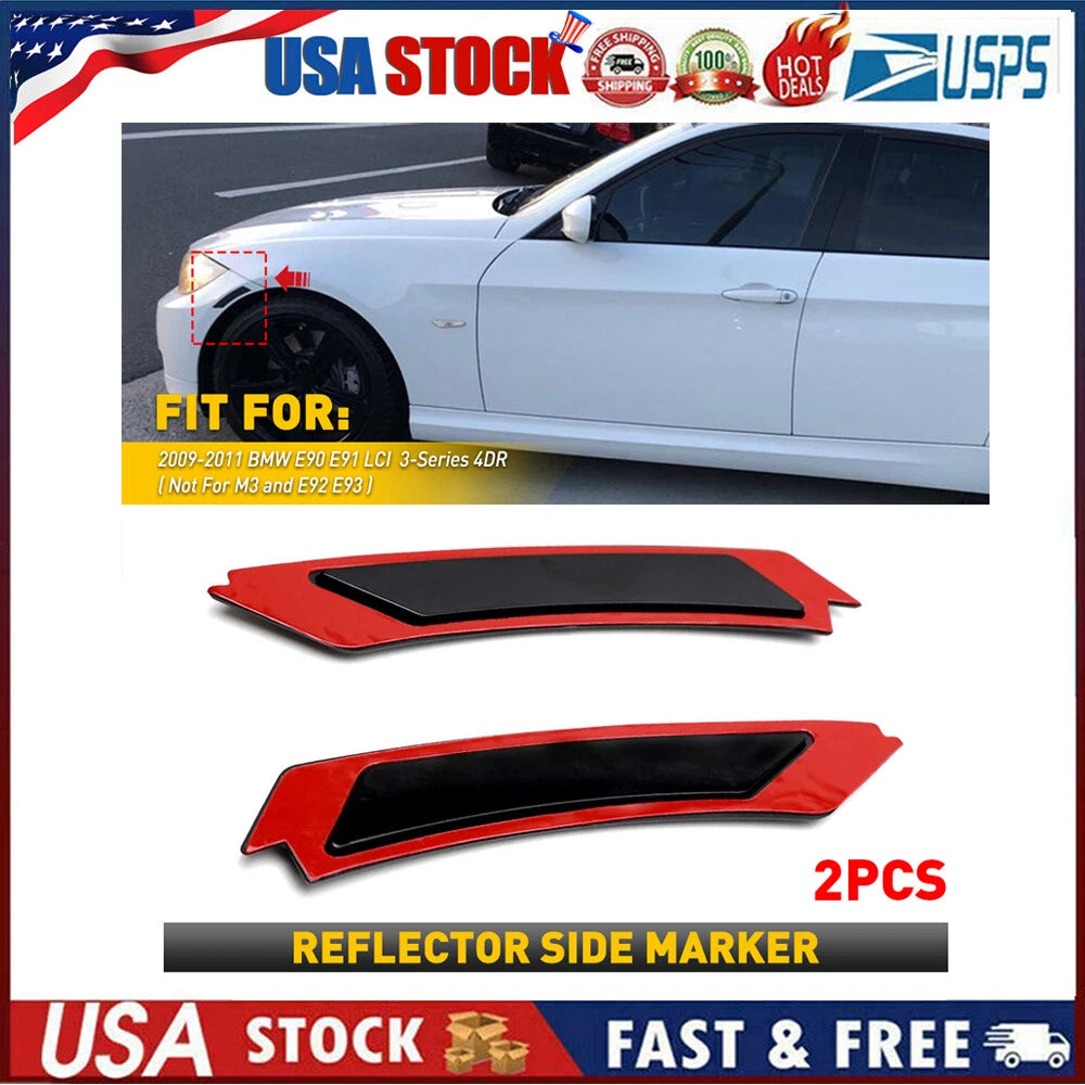 Pair Front Bumper Reflectors for BMW E90 E91 LCI (2009â2011) Amber