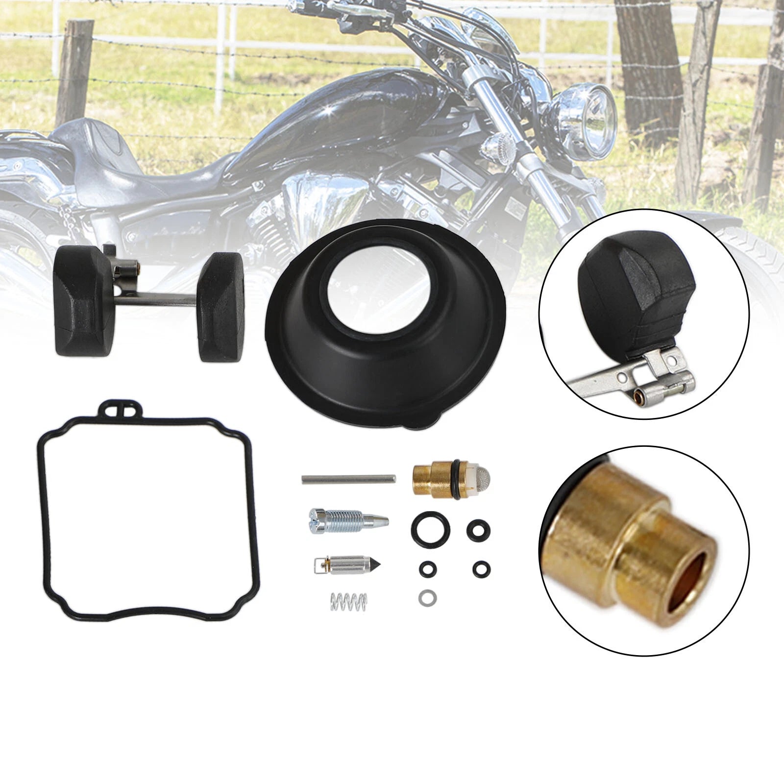 2 Sets Carburetor Rebuild Repair Kit for Yamaha XVS650 V Star 650 (1998–2016)