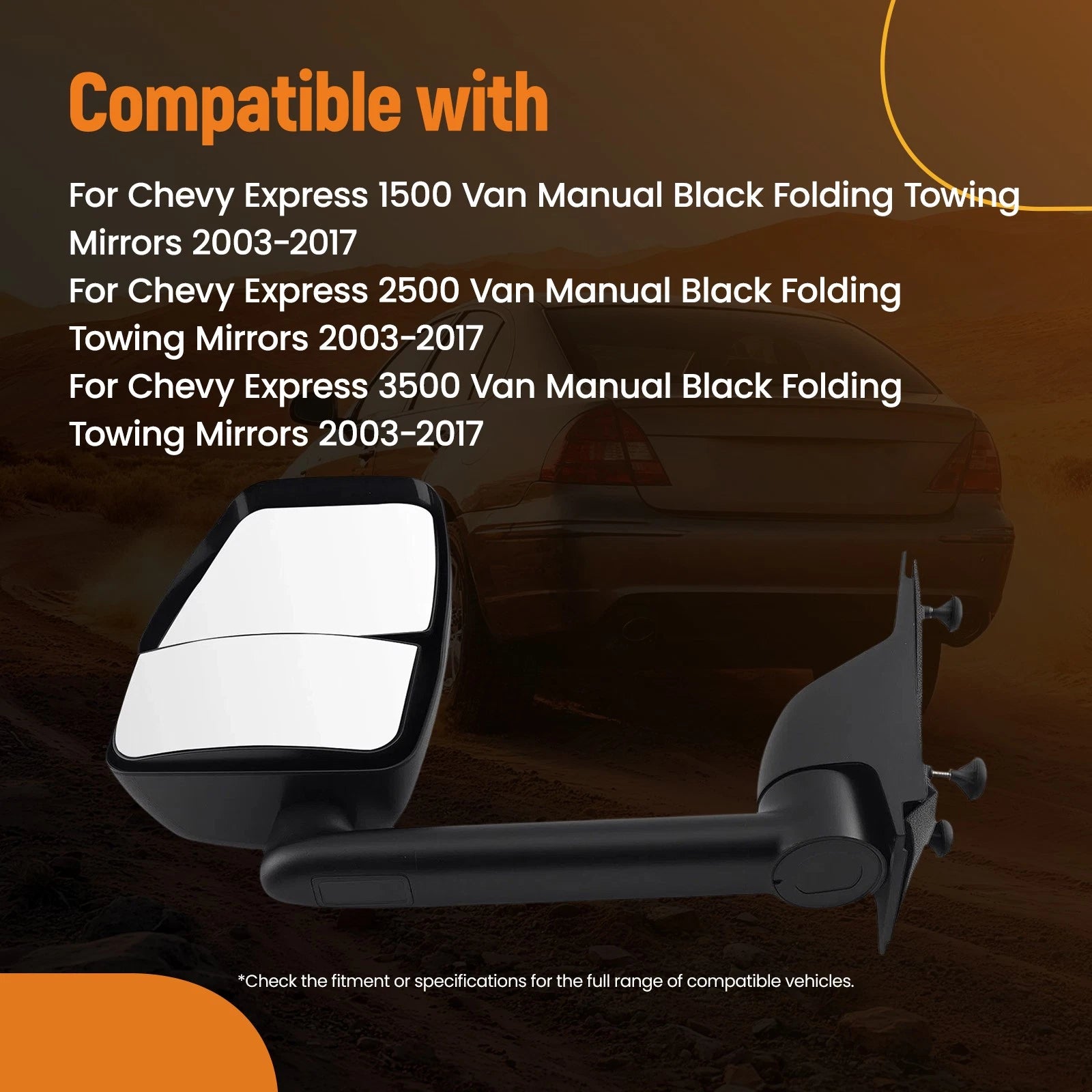 Manual Fold Side View Mirror Left for Chevy Express Van (2003–2017)