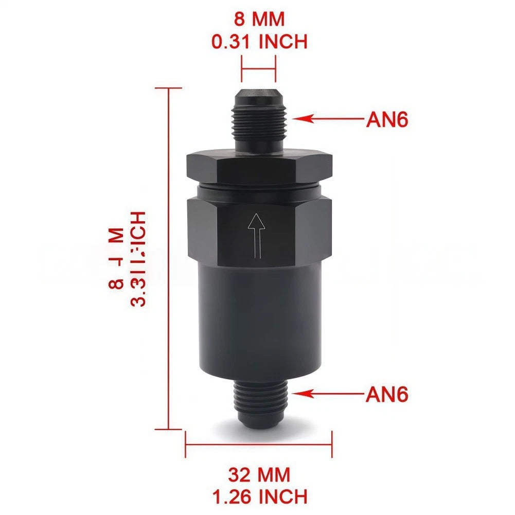 6AN Billet Aluminum Inline Fuel Filter for Fuel Line Protection (30)