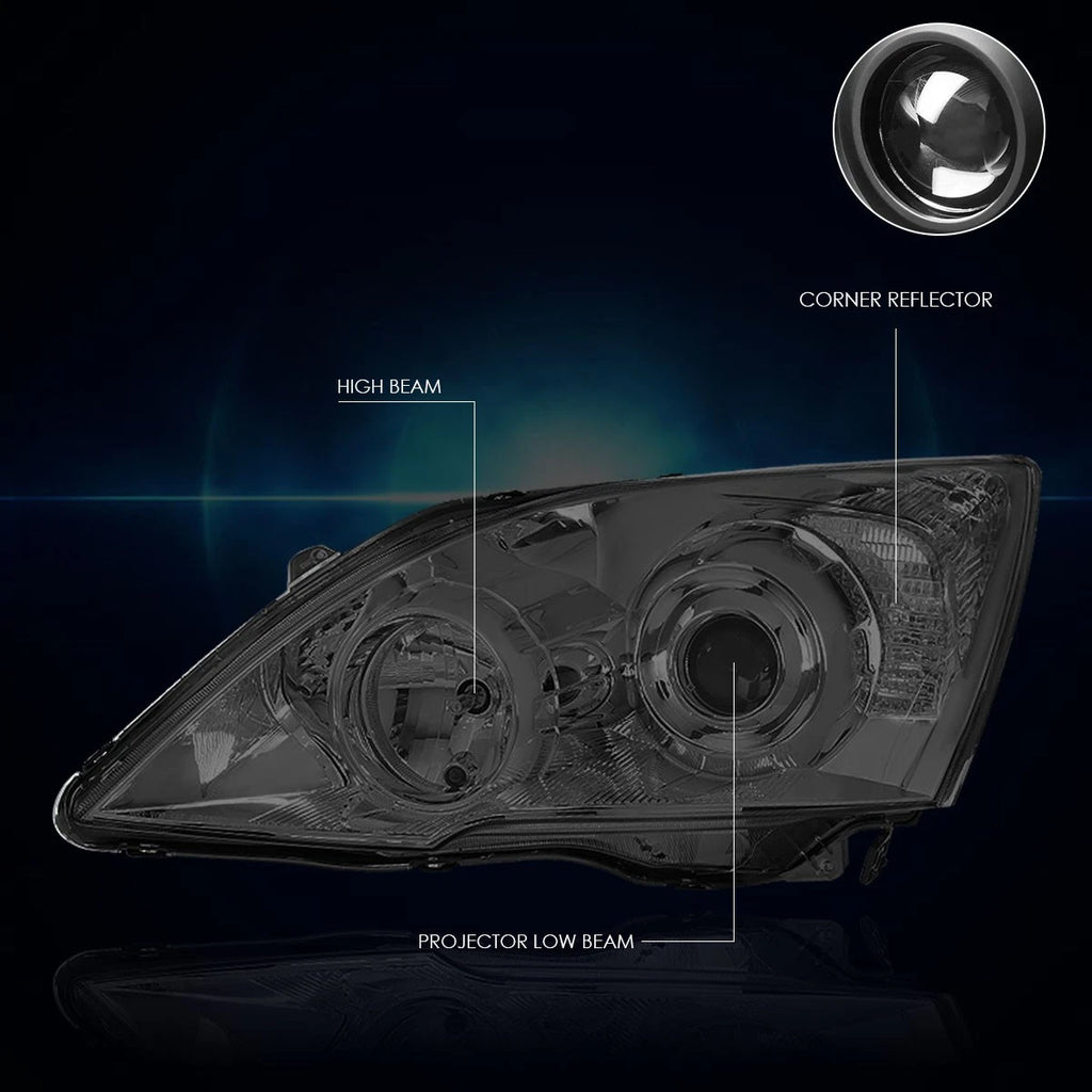 Projector Headlight for Honda CR-V (2007–2011) Smoked Lens Clear Corner